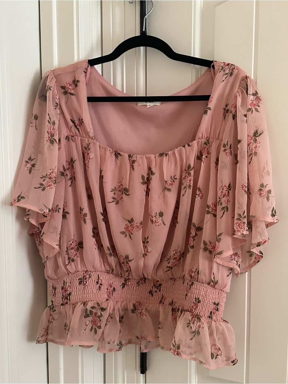 Floral Pink Ruffle Top